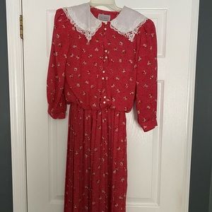 Vintage Red Dress with buttons